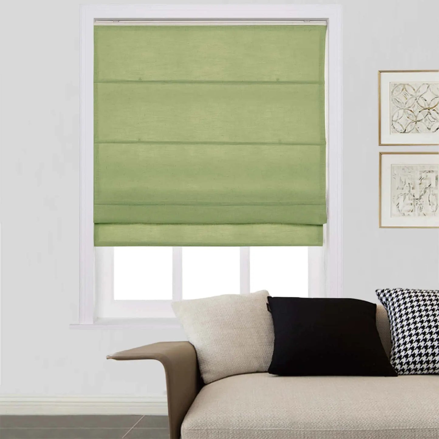 Furina Corded Roman Shades for Windows, Light Filtering and Heat Blocking Roman Blinds for Home Living Room Door Bedroom, Linen Textured