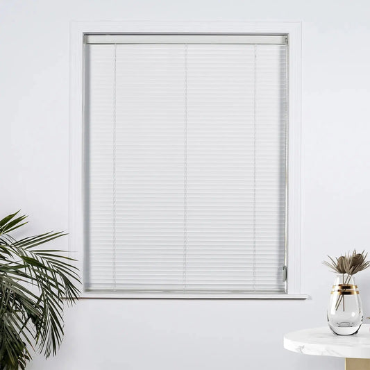 Furina Aluminum Mini Blinds 1 Inch Metal Slat Darkening Venetian Blind New Horizontal Window Blinds Anti-UV Waterproof Venetian Blind for Office Home Windows, White, Custom Size