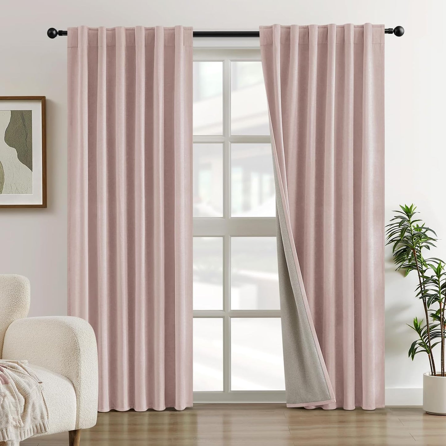 Furina 5858 100% blackout chenille curtains, suitable for sliding door living room bedroom, luxury hotel home theater curtains