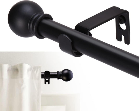 Furina Curtain Rods for windows  5/8 inch Decorative Curtain Rod Set, Matte Black And White Splicing Heavy Duty Metal Curtain Rod with Brackets