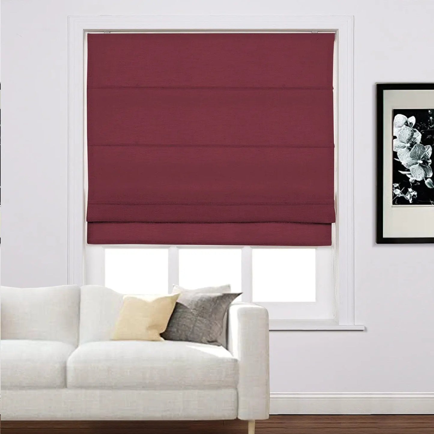 Furina Corded Roman Shades for Windows, Light Filtering and Heat Blocking Roman Blinds for Home Living Room Door Bedroom, Linen Textured