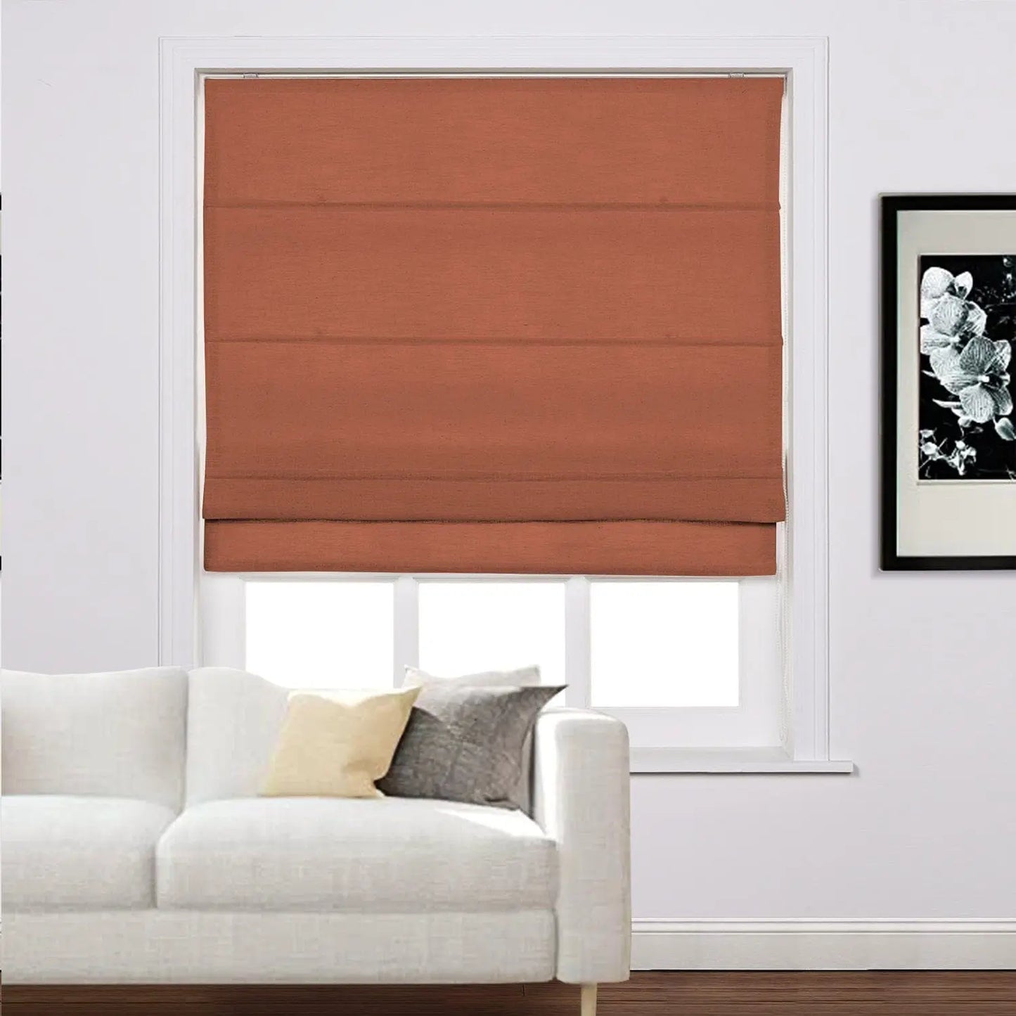Furina Corded Roman Shades for Windows, Light Filtering and Heat Blocking Roman Blinds for Home Living Room Door Bedroom, Linen Textured