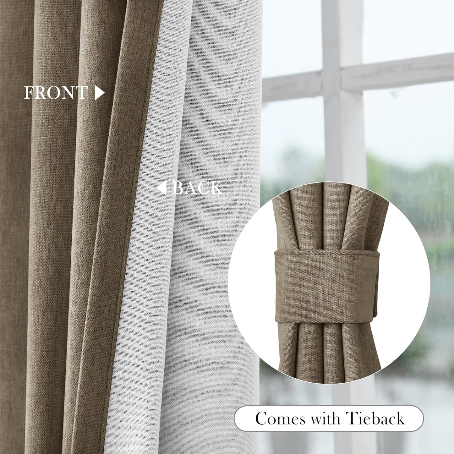 Furina 5858 100% blackout chenille curtains, suitable for sliding door living room bedroom, luxury hotel home theater curtains