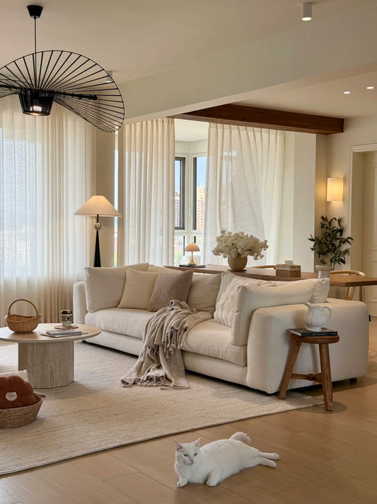 Furina 2 Panels Solid Color White Sheer Window Curtains Elegant Window Voile Panels for Bedroom Living