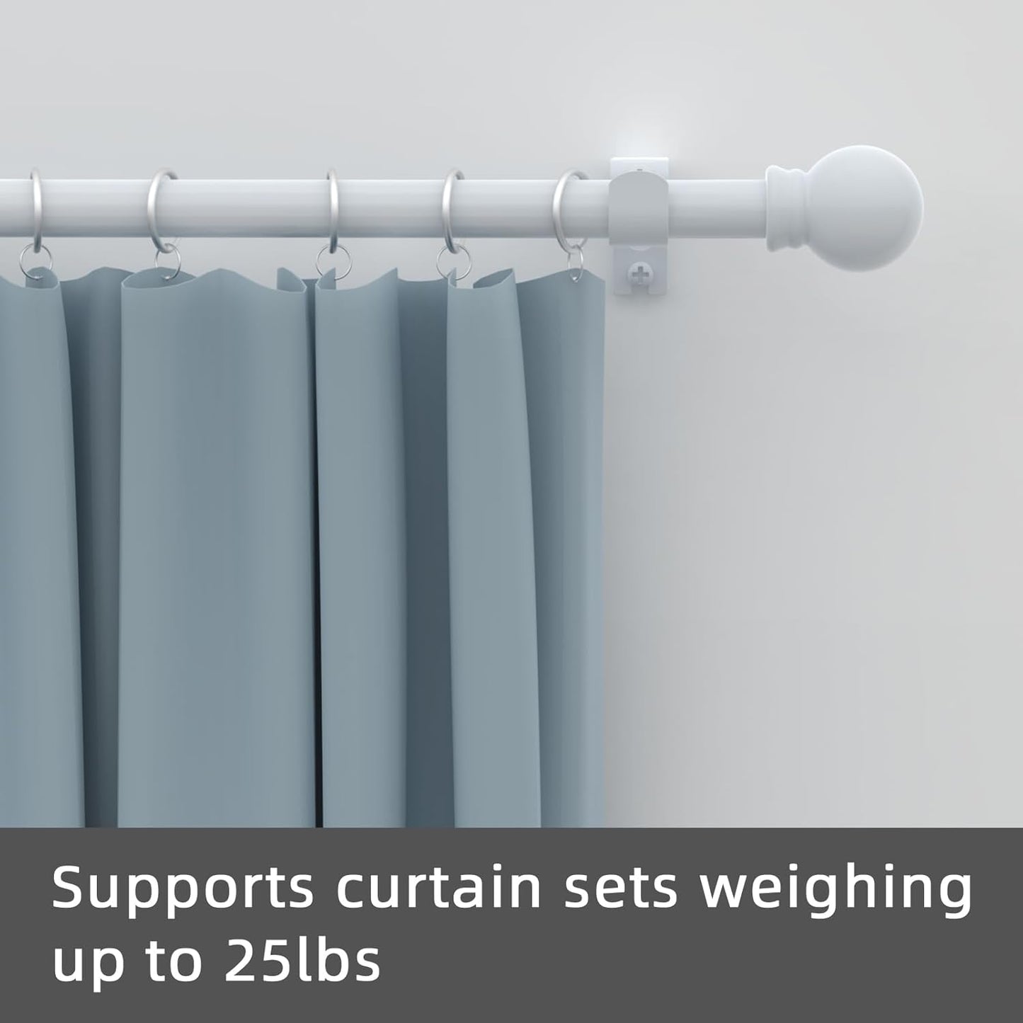 Furina Curtain Rods for windows  5/8 inch Decorative Curtain Rod Set, Matte Black And White Splicing Heavy Duty Metal Curtain Rod with Brackets
