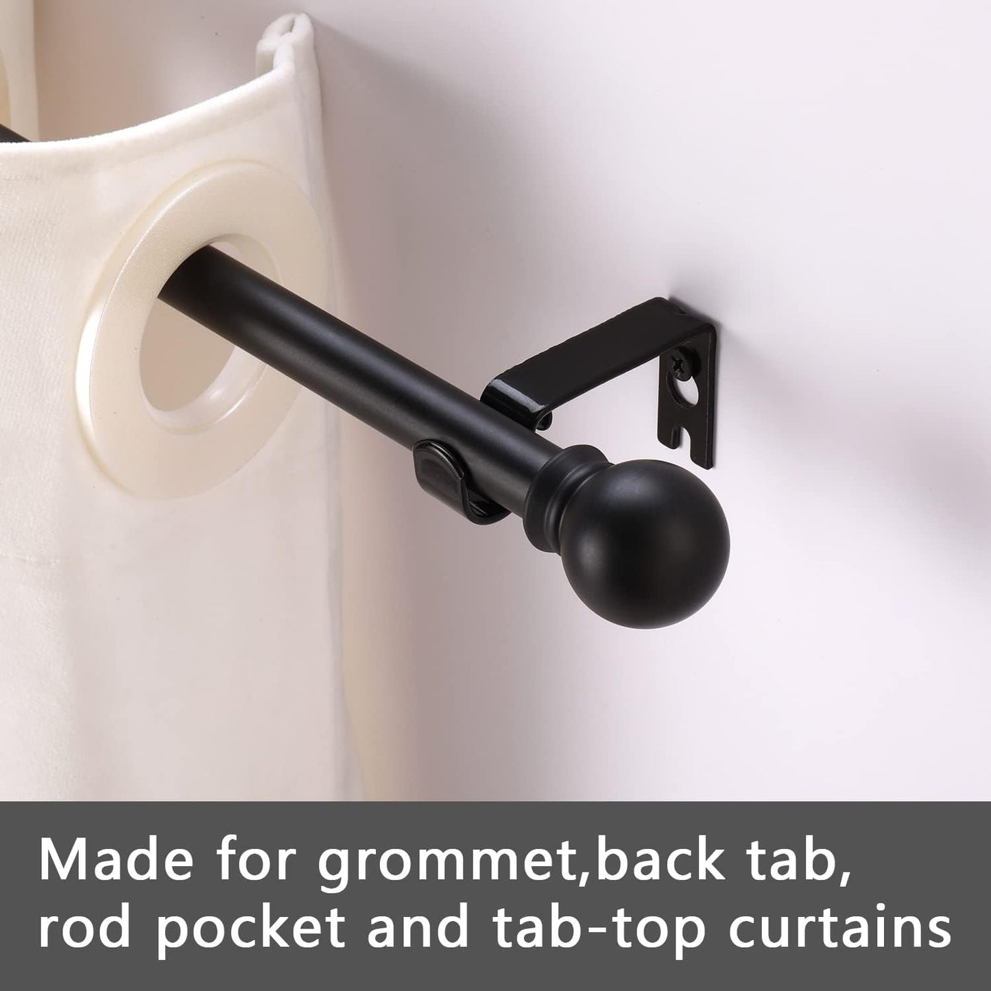 Furina Curtain Rods for windows  5/8 inch Decorative Curtain Rod Set, Matte Black And White Splicing Heavy Duty Metal Curtain Rod with Brackets