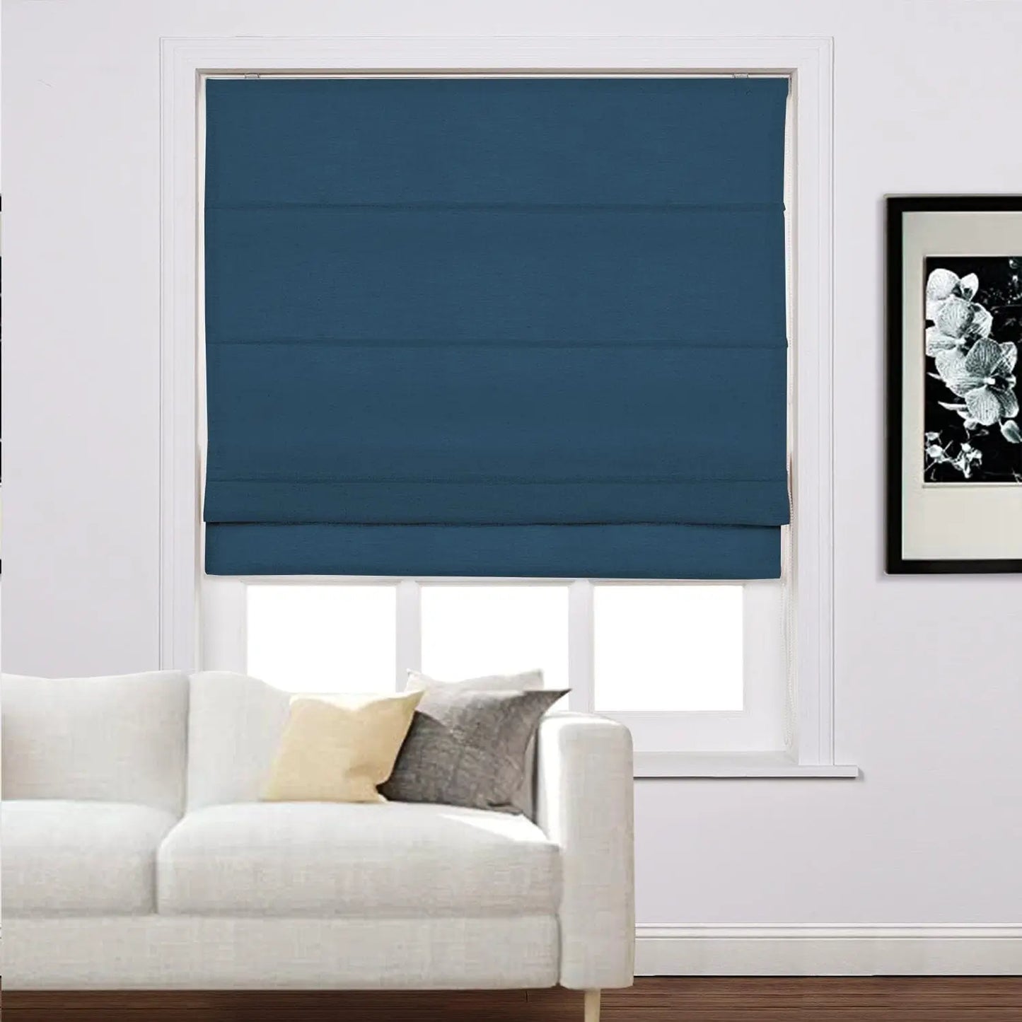 Furina Corded Roman Shades for Windows, Light Filtering and Heat Blocking Roman Blinds for Home Living Room Door Bedroom, Linen Textured