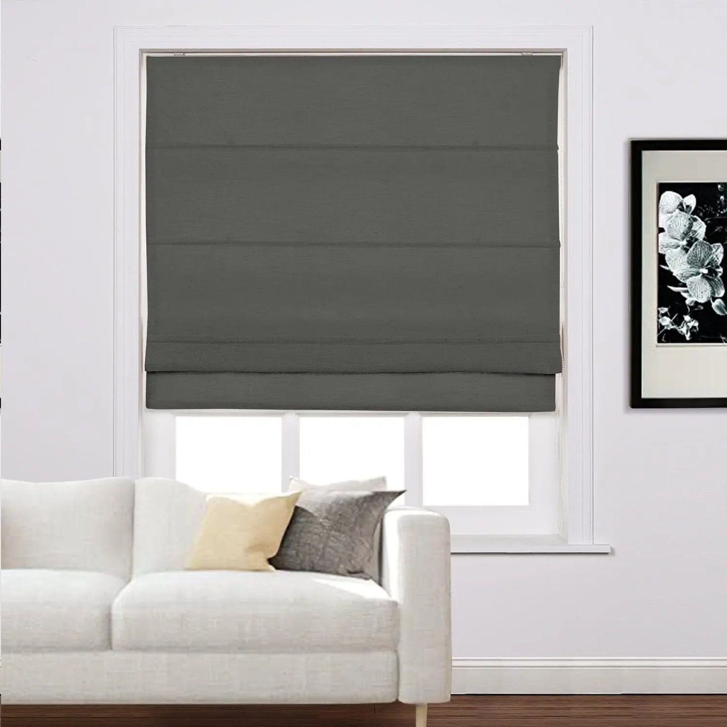 Furina Corded Roman Shades for Windows, Light Filtering and Heat Blocking Roman Blinds for Home Living Room Door Bedroom, Linen Textured