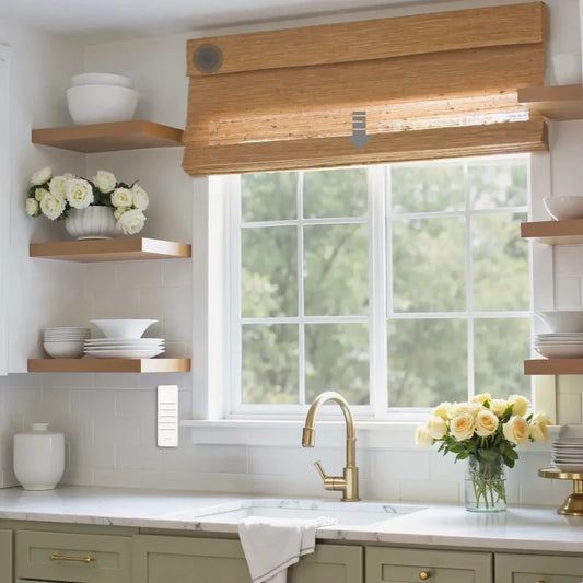 Motorized Window Woven Bamboo Shades